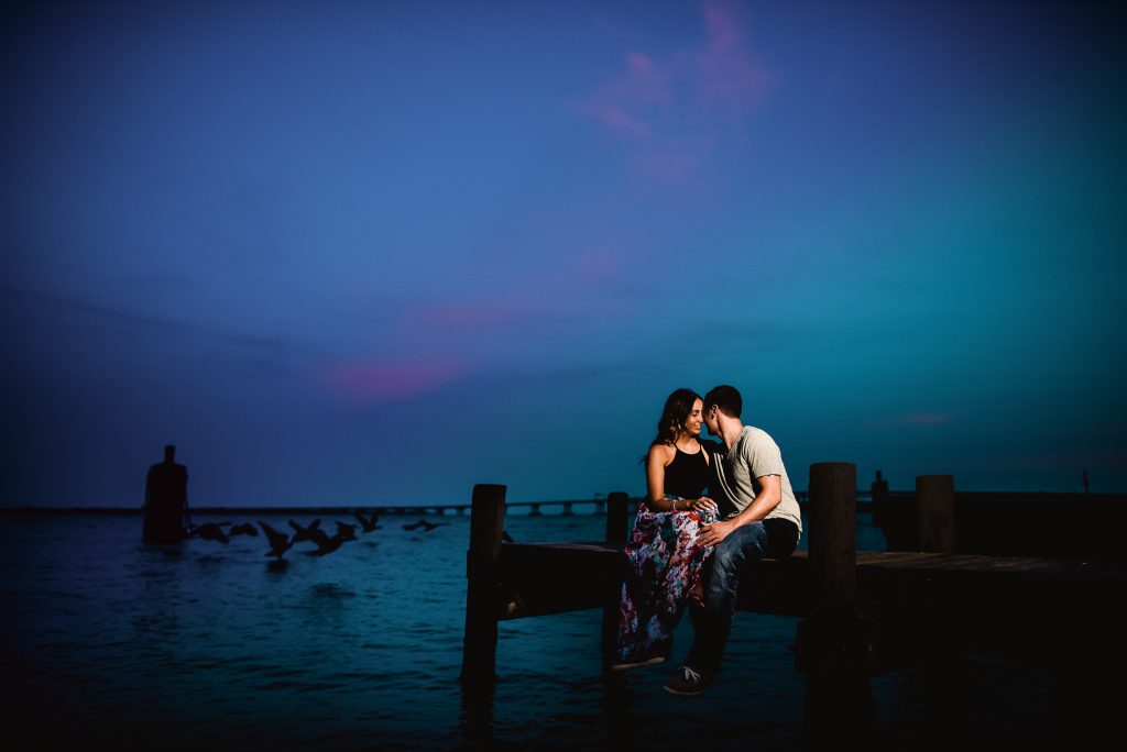 Fine art dramatic engagement photo in new bern north carolina