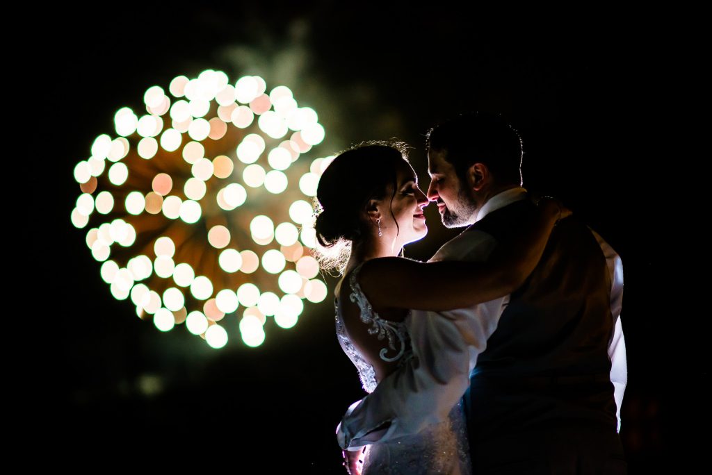 candid firework wedding photo