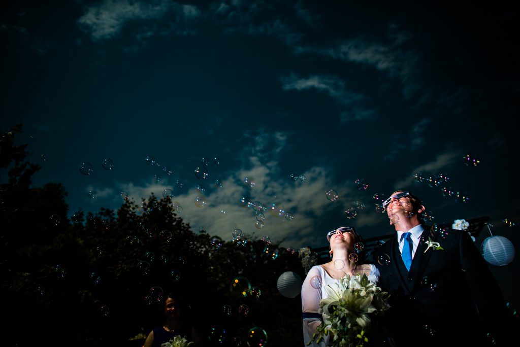 couple at eclipse wedding