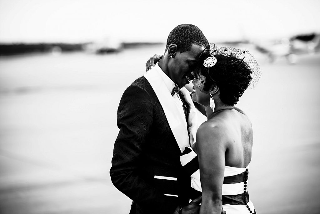 fine art wedding portrait at airport
