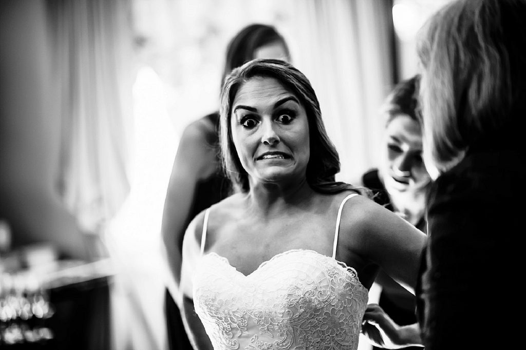 bride making funny face