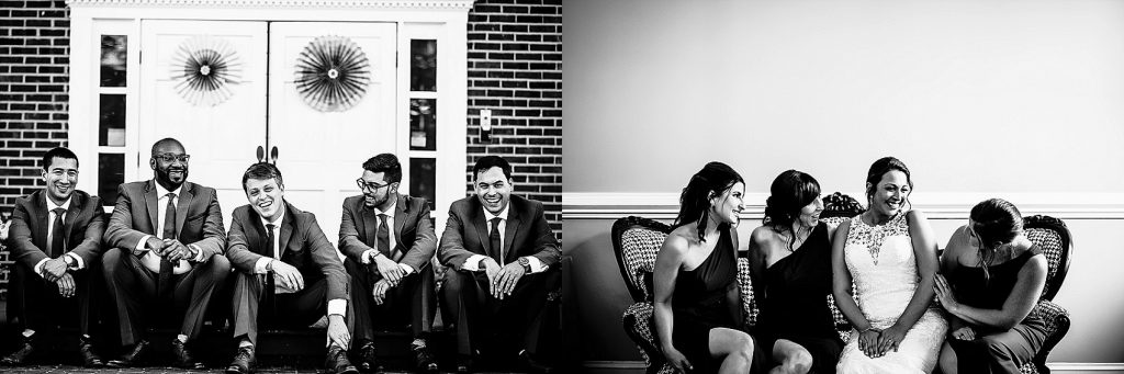 black and whites of bridal party