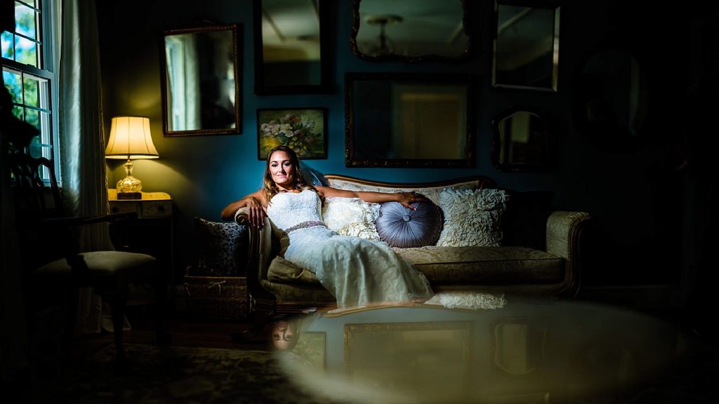 Brenizer wedding portrait of bride