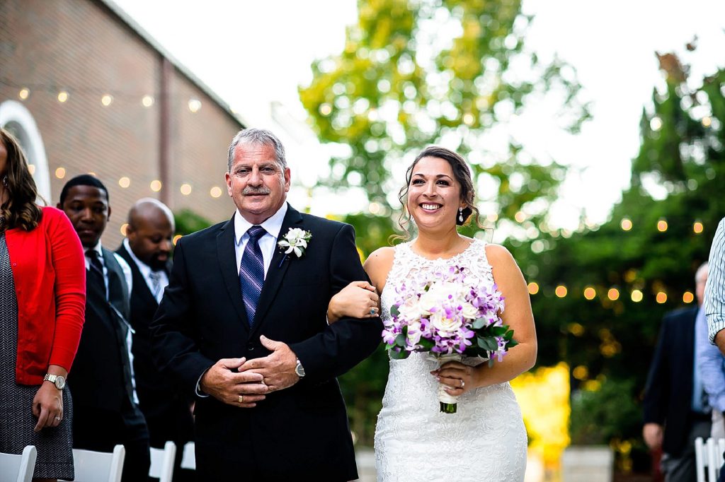 Bride walking down the aisle