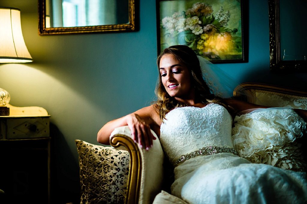 bride relaxing before wedding day