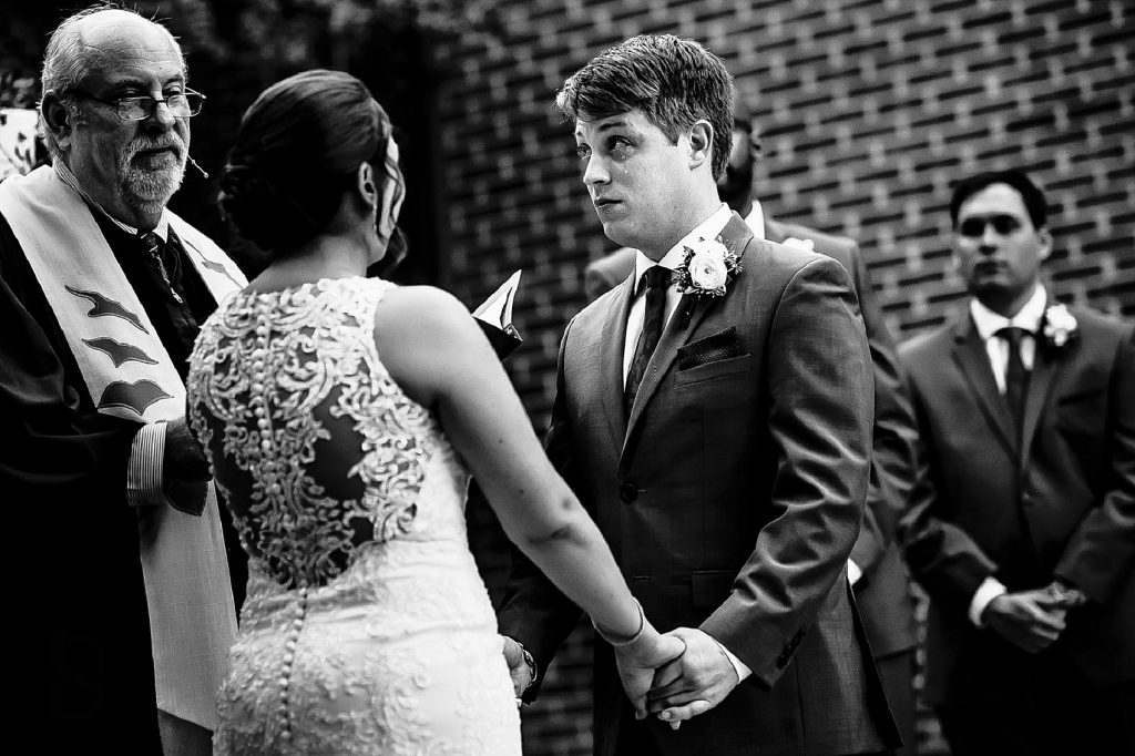 groom crying seeing bride