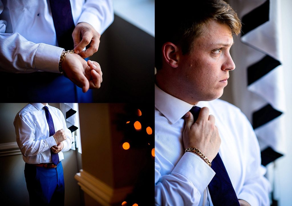 Groom getting ready for wedding