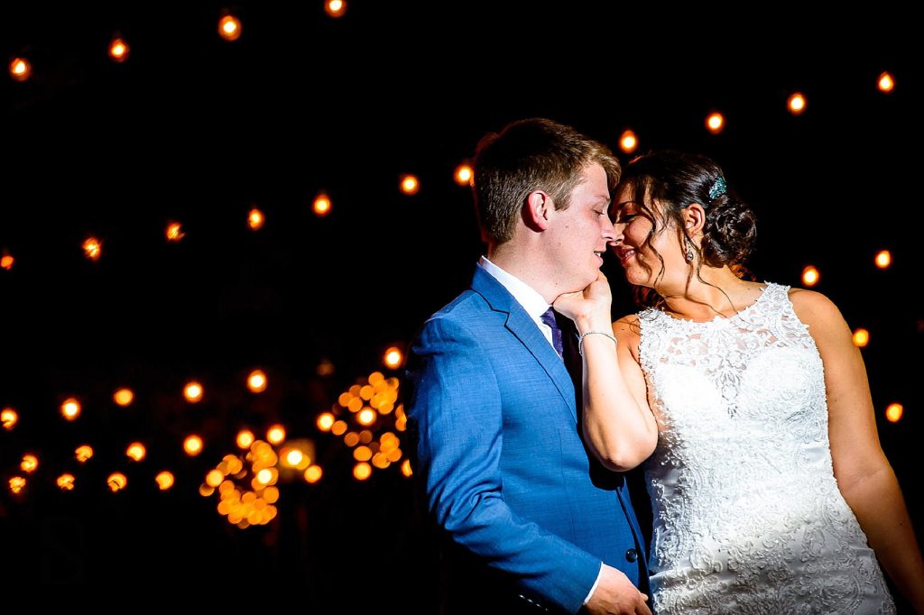 nighttime wedding picture lit with magmod