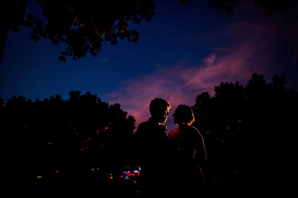 Wedding photo at sunset