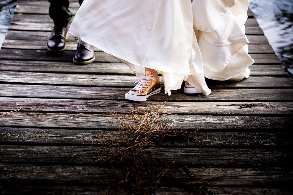 Bridal converse on wedding day