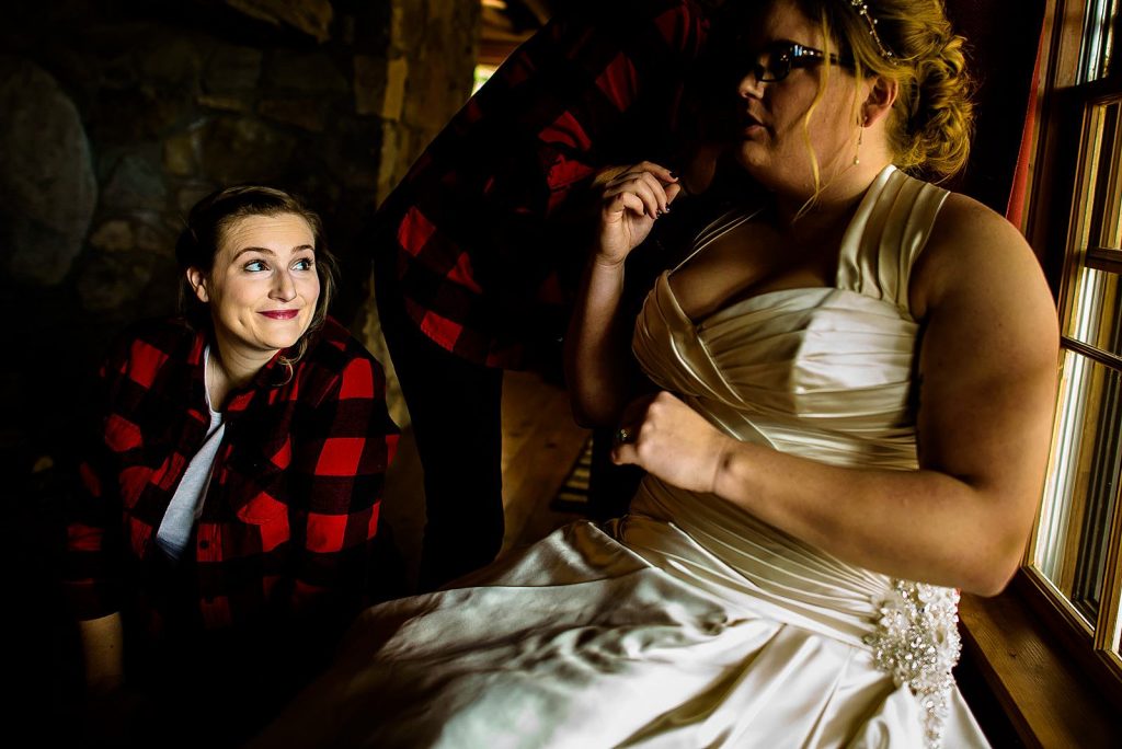 bridesmaid hanging out with bride