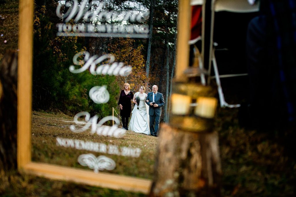 Creative wedding shot with mirror