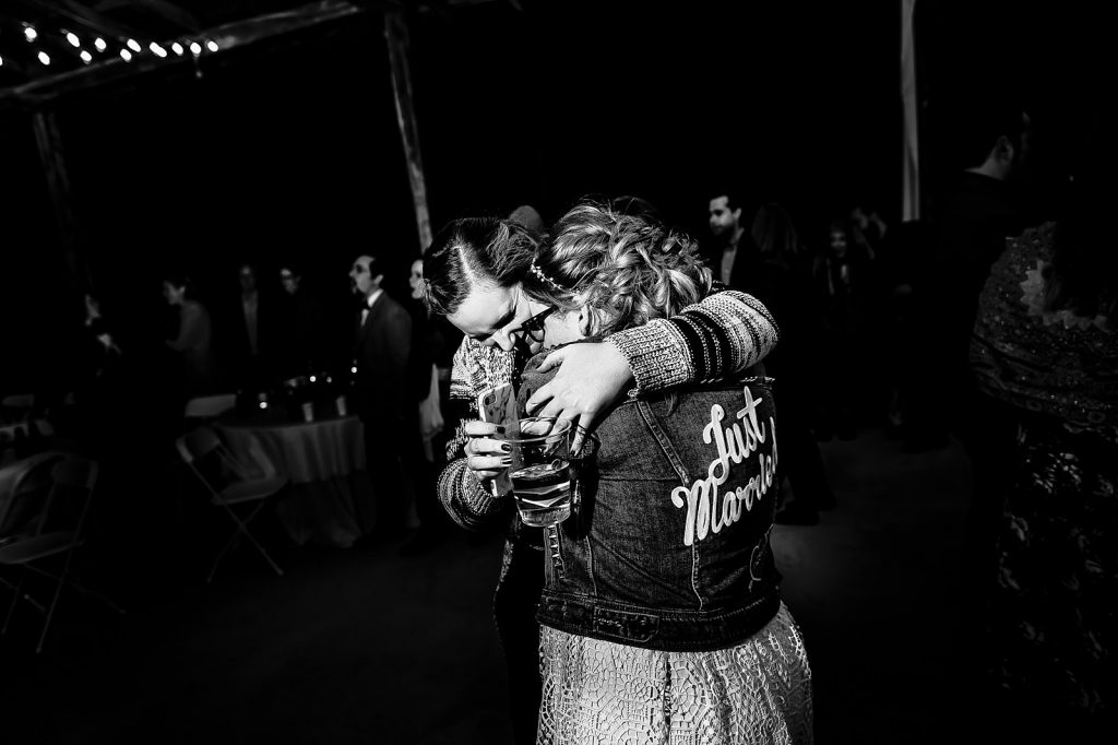 cute moment with bridesmaid on wedding