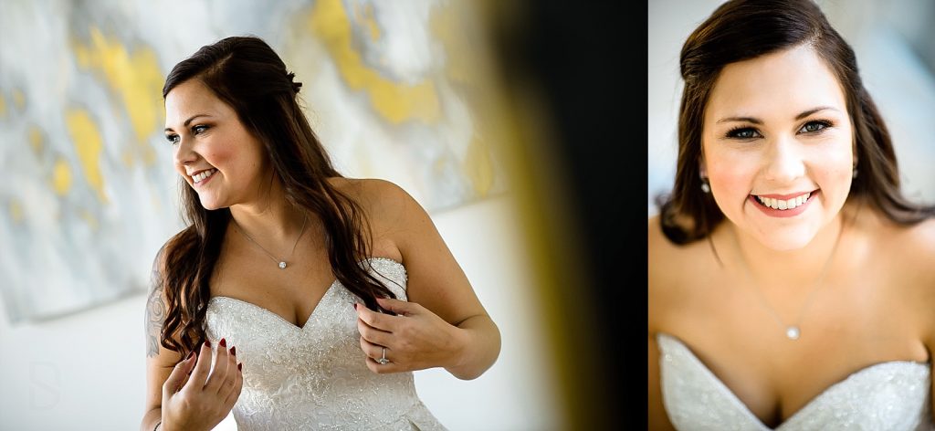 Bride getting ready at the glass box