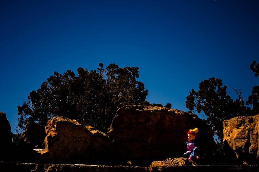 kid playing at grand canyon