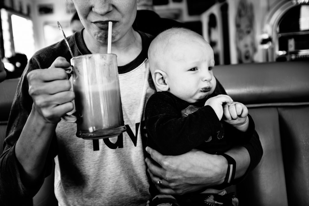 sad baby without milkshake