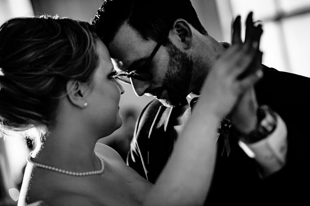 bride and groom dancing