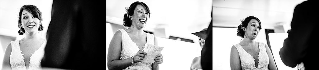 bride happy moments during ceremony
