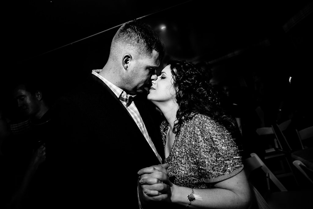 romantic kiss during reception
