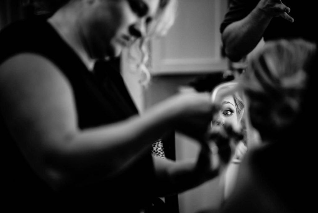 creative bride getting ready