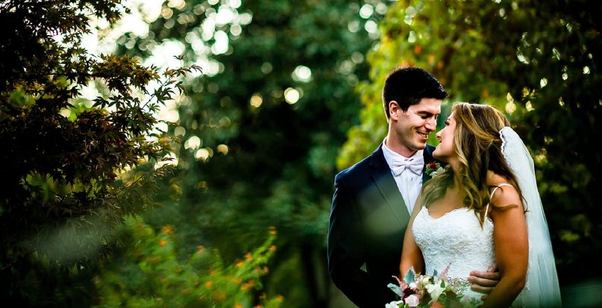 candid wedding couple